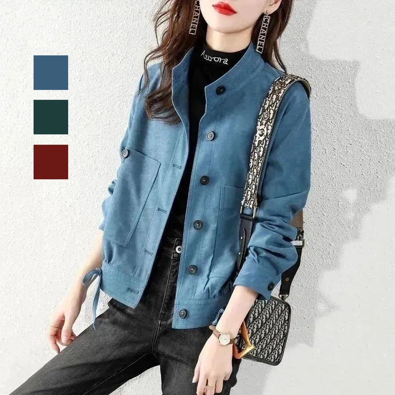 細絨布寬鬆外套-顯瘦純色設計 韓版時尚百搭上衣