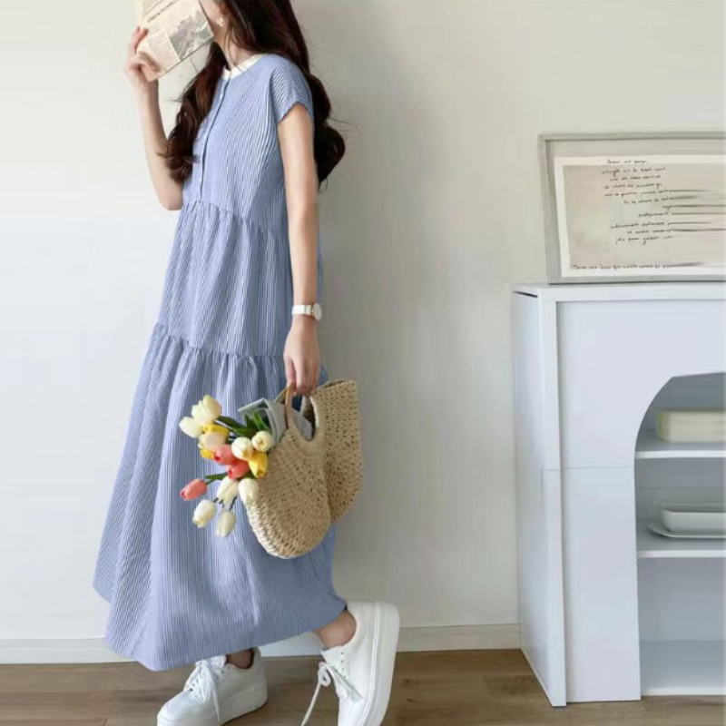 韓國chic ‧ 4色條紋蝴蝶結設計連身裙