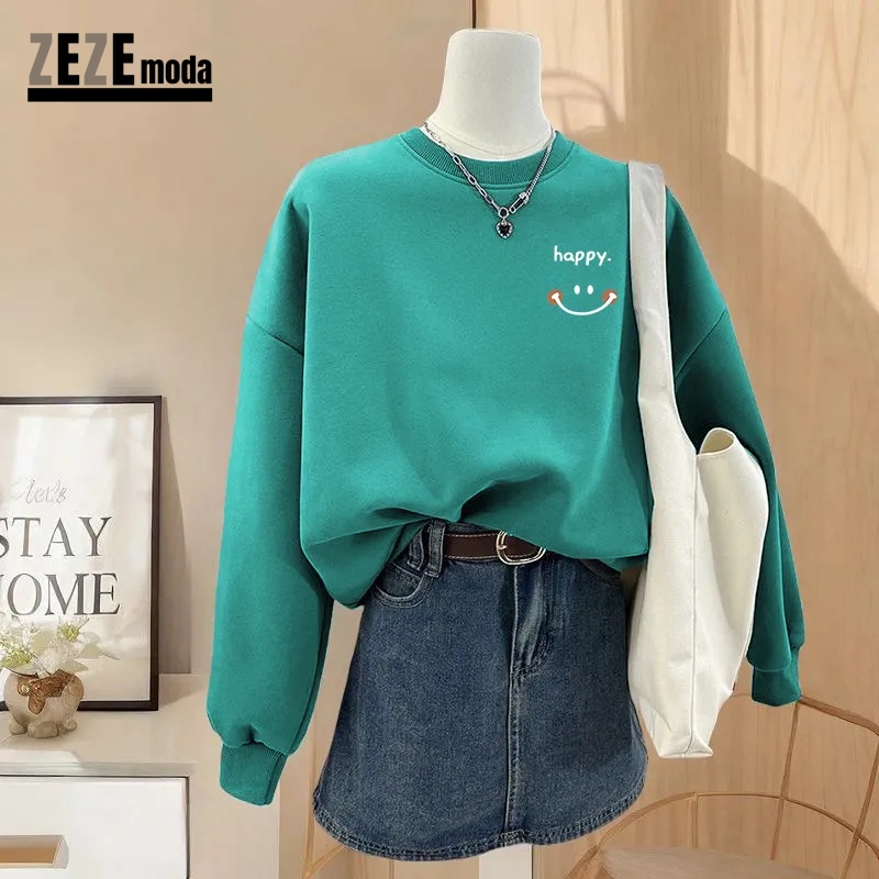 春秋新款寬鬆圓領大學TEE外套 無帽休閒百搭上衣 男女