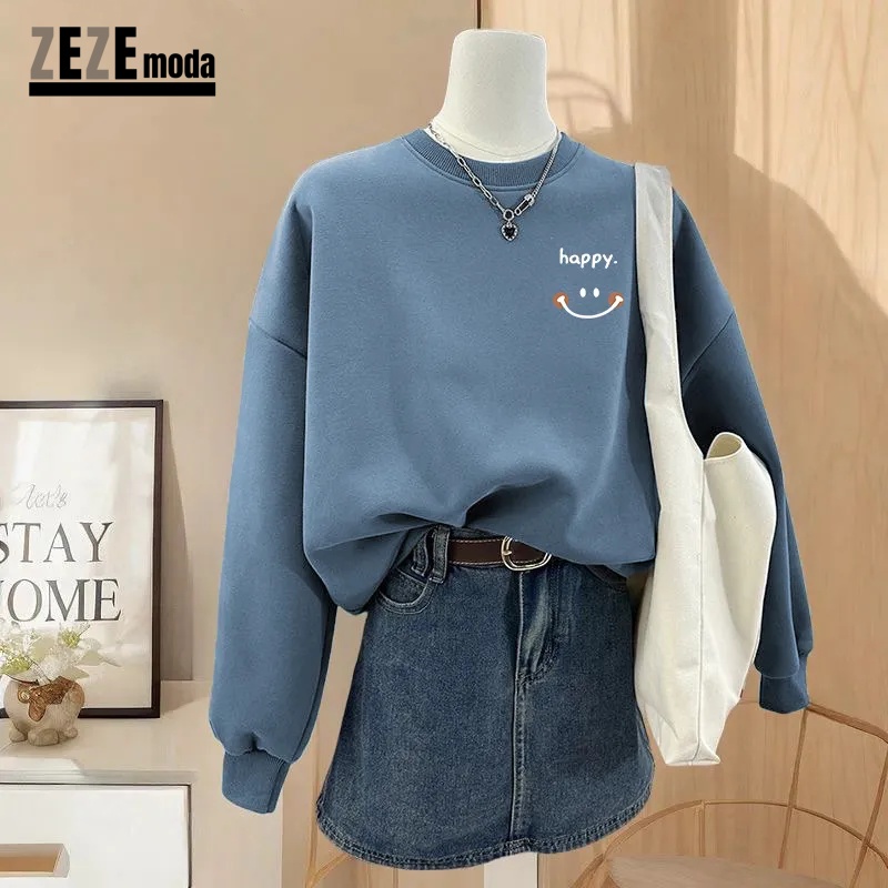 春秋新款寬鬆圓領大學TEE外套 無帽休閒百搭上衣 男女