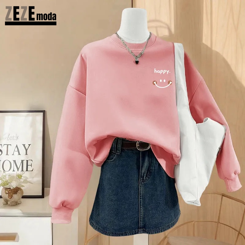 春秋新款寬鬆圓領大學TEE外套 無帽休閒百搭上衣 男女