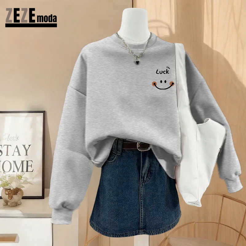 春秋新款寬鬆圓領大學TEE外套 無帽休閒百搭上衣 男女