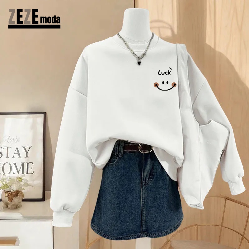 春秋新款寬鬆圓領大學TEE外套 無帽休閒百搭上衣 男女