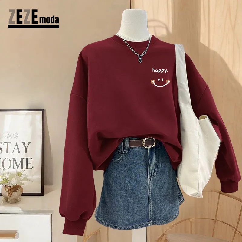 春秋新款寬鬆圓領大學TEE外套 無帽休閒百搭上衣 男女