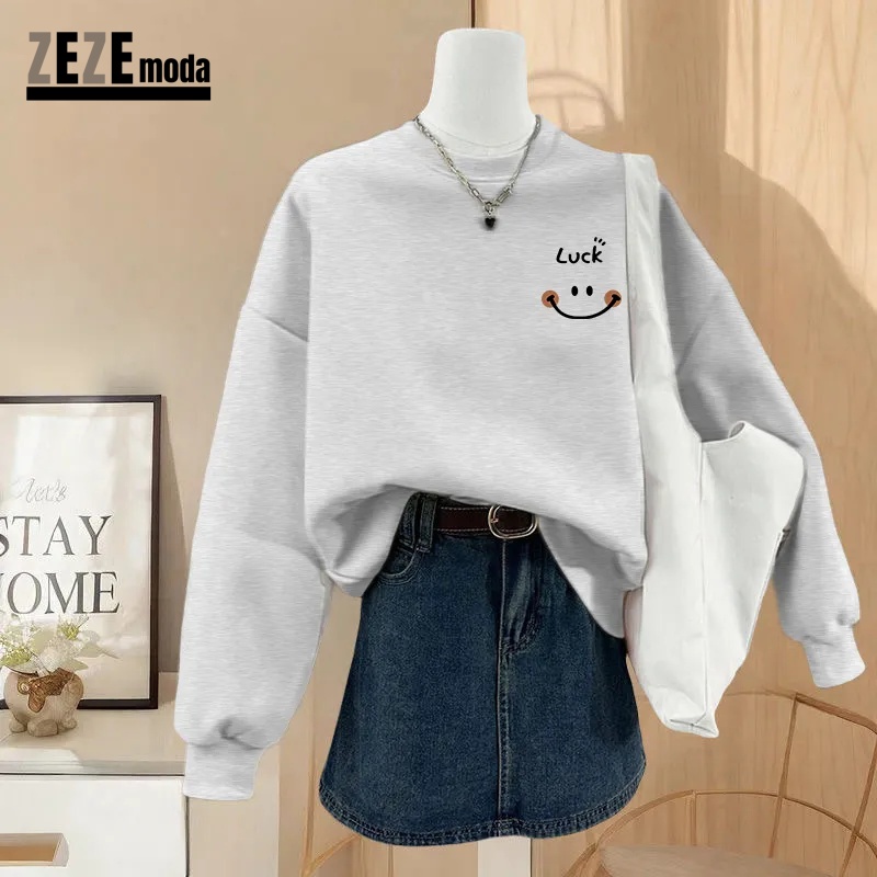 春秋新款寬鬆圓領大學TEE外套 無帽休閒百搭上衣 男女