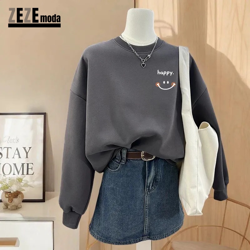 春秋新款寬鬆圓領大學TEE外套 無帽休閒百搭上衣 男女