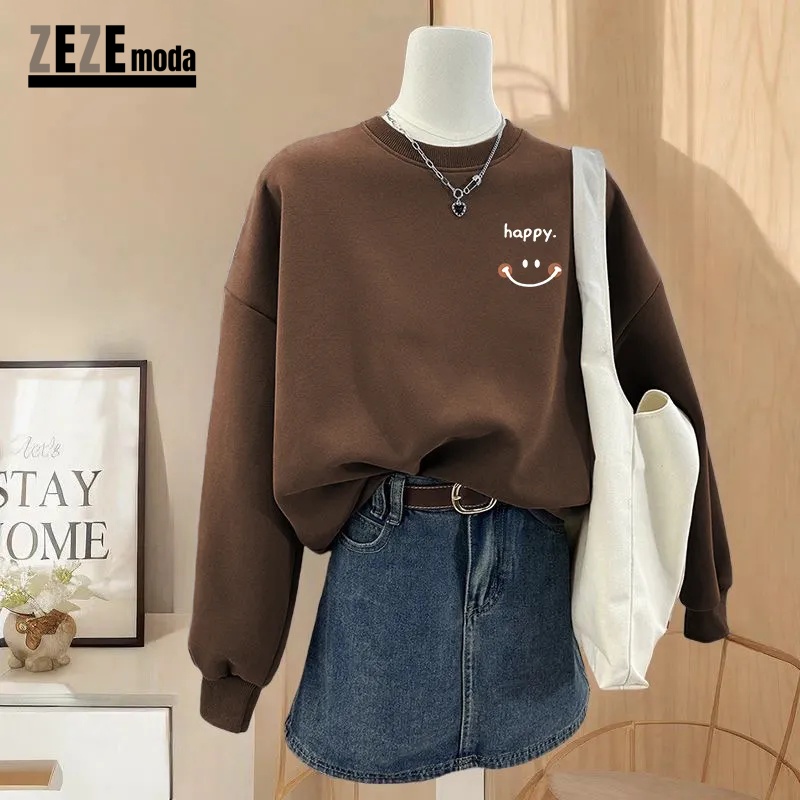 春秋新款寬鬆圓領大學TEE外套 無帽休閒百搭上衣 男女