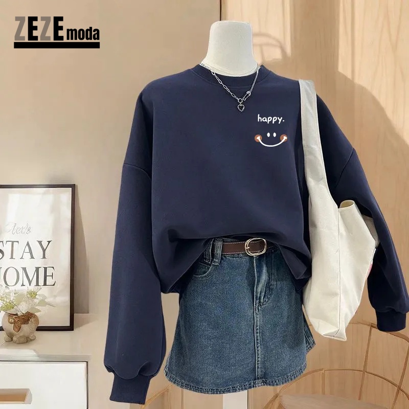 春秋新款寬鬆圓領大學TEE外套 無帽休閒百搭上衣 男女