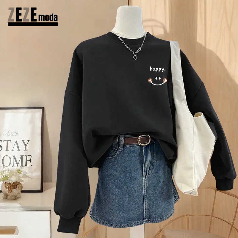 春秋新款寬鬆圓領大學TEE外套 無帽休閒百搭上衣 男女