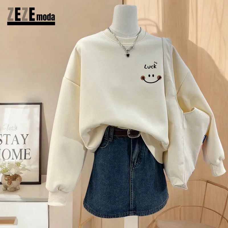 春秋新款寬鬆圓領大學TEE外套 無帽休閒百搭上衣 男女