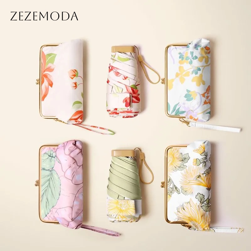 名媛防曬卡包六折傘 抗UV50+ 掌中寶晴雨兩用 可收進小廢包復古遮陽傘