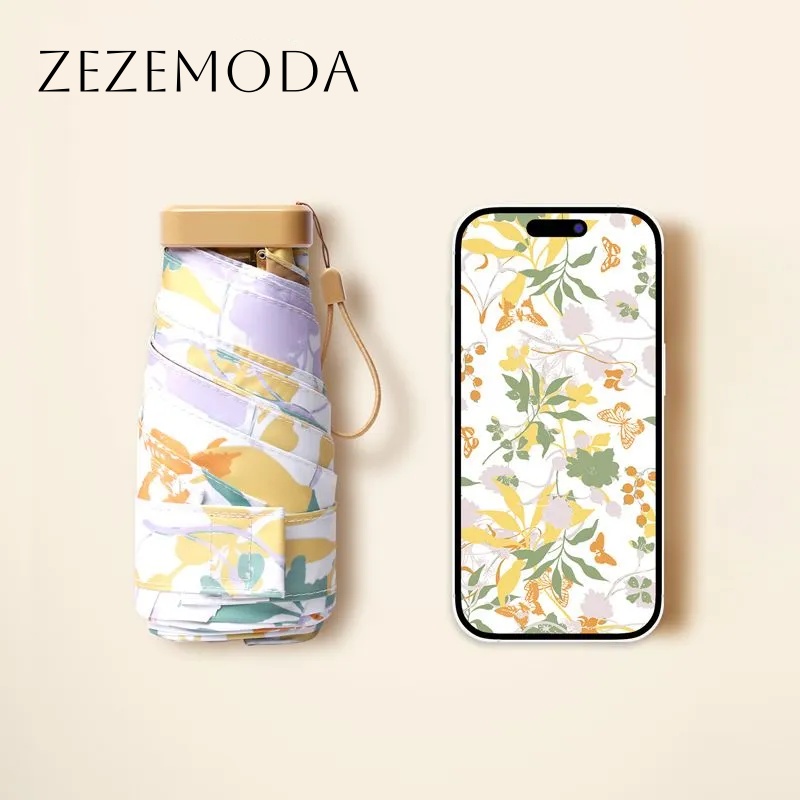 名媛防曬卡包六折傘 抗UV50+ 掌中寶晴雨兩用 可收進小廢包復古遮陽傘