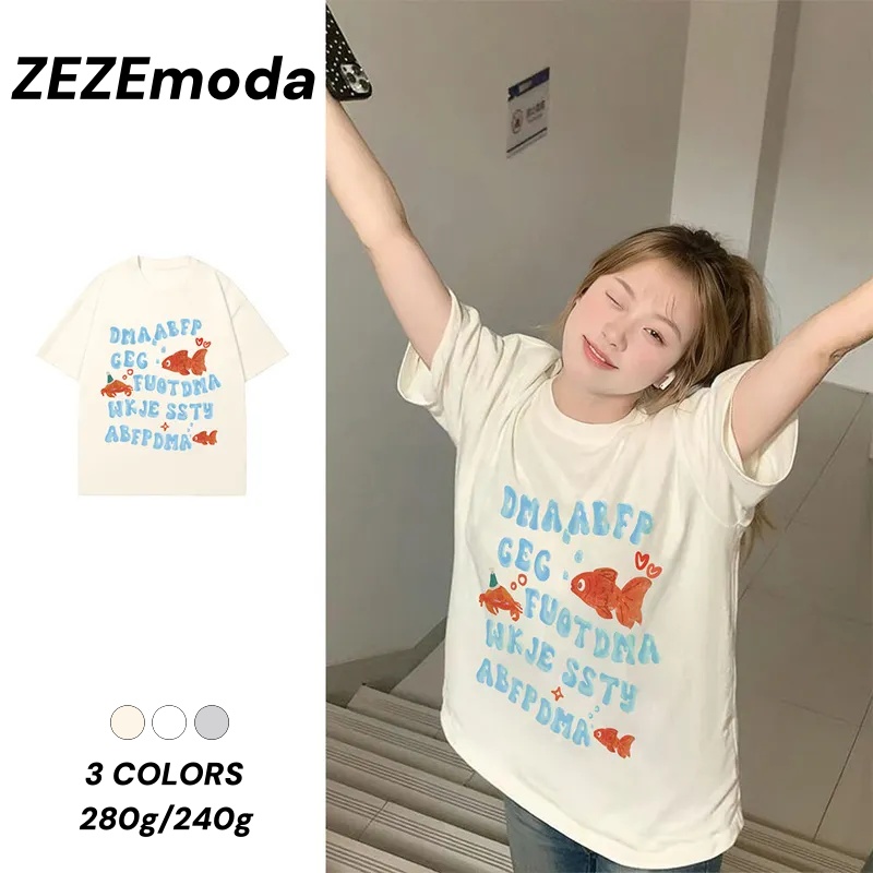 日雜卡通寬版棉T 純棉圓領短袖 百搭休閒加密工藝