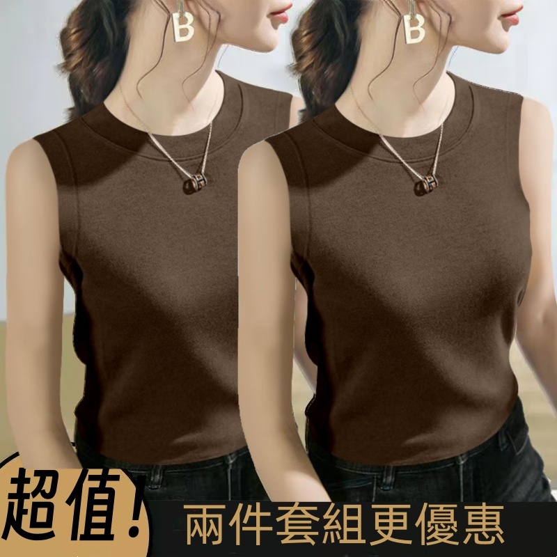 圓領無袖大尺碼上衣 螺紋背心 兩件更優惠