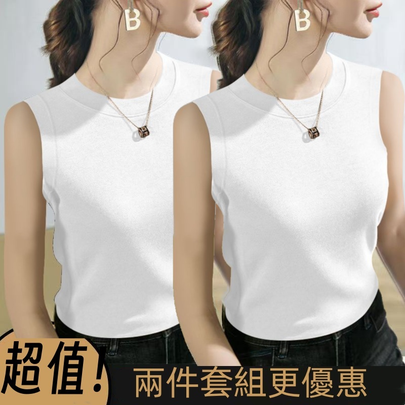 圓領無袖大尺碼上衣 螺紋背心 兩件更優惠