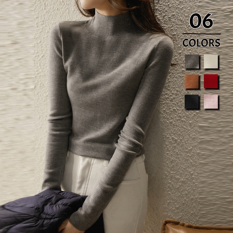 6色入 半高領修身針織上衣 秋冬保暖內搭毛衣 百搭顯瘦款