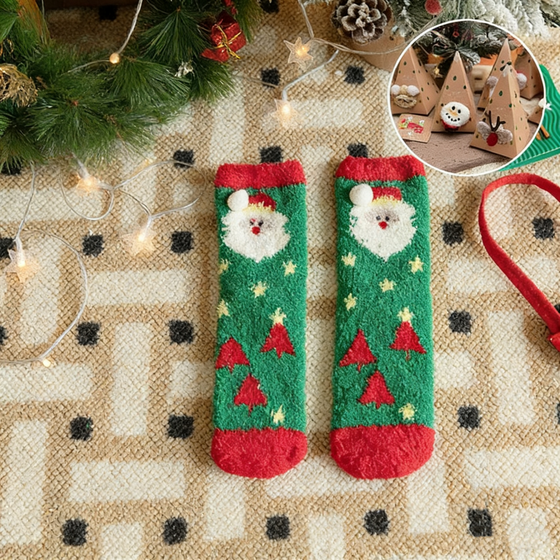 聖誕厚款毛絨中筒襪 珊瑚絨保暖 附禮盒（交換禮物/送禮首選）