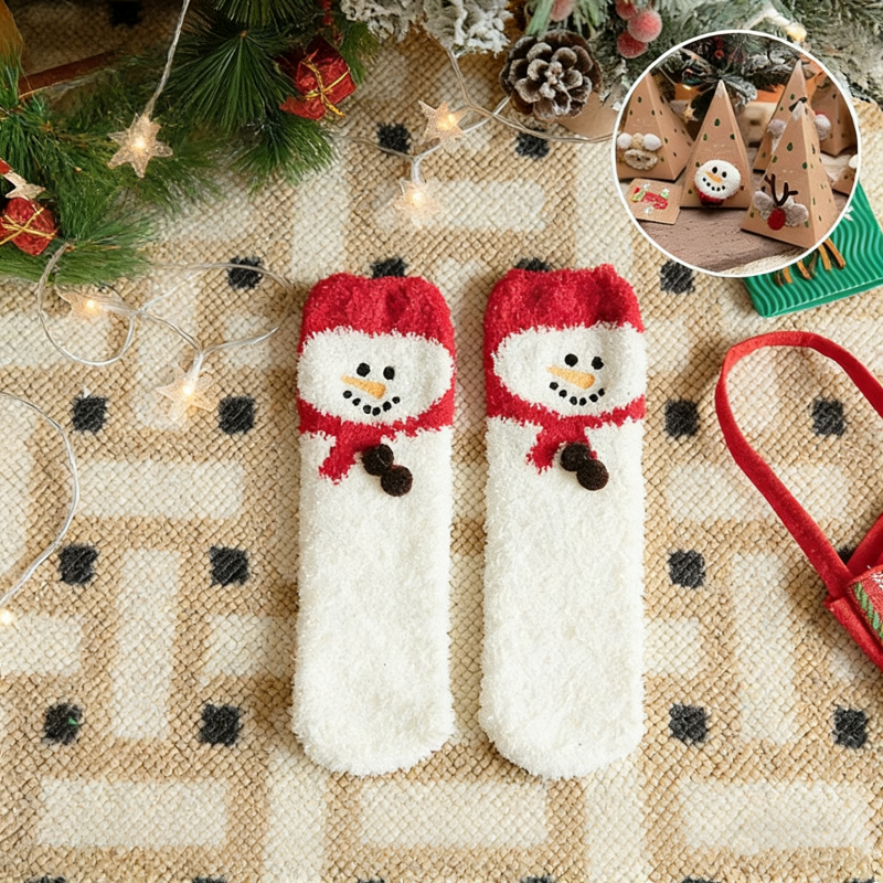 聖誕厚款毛絨中筒襪 珊瑚絨保暖 附禮盒（交換禮物/送禮首選）