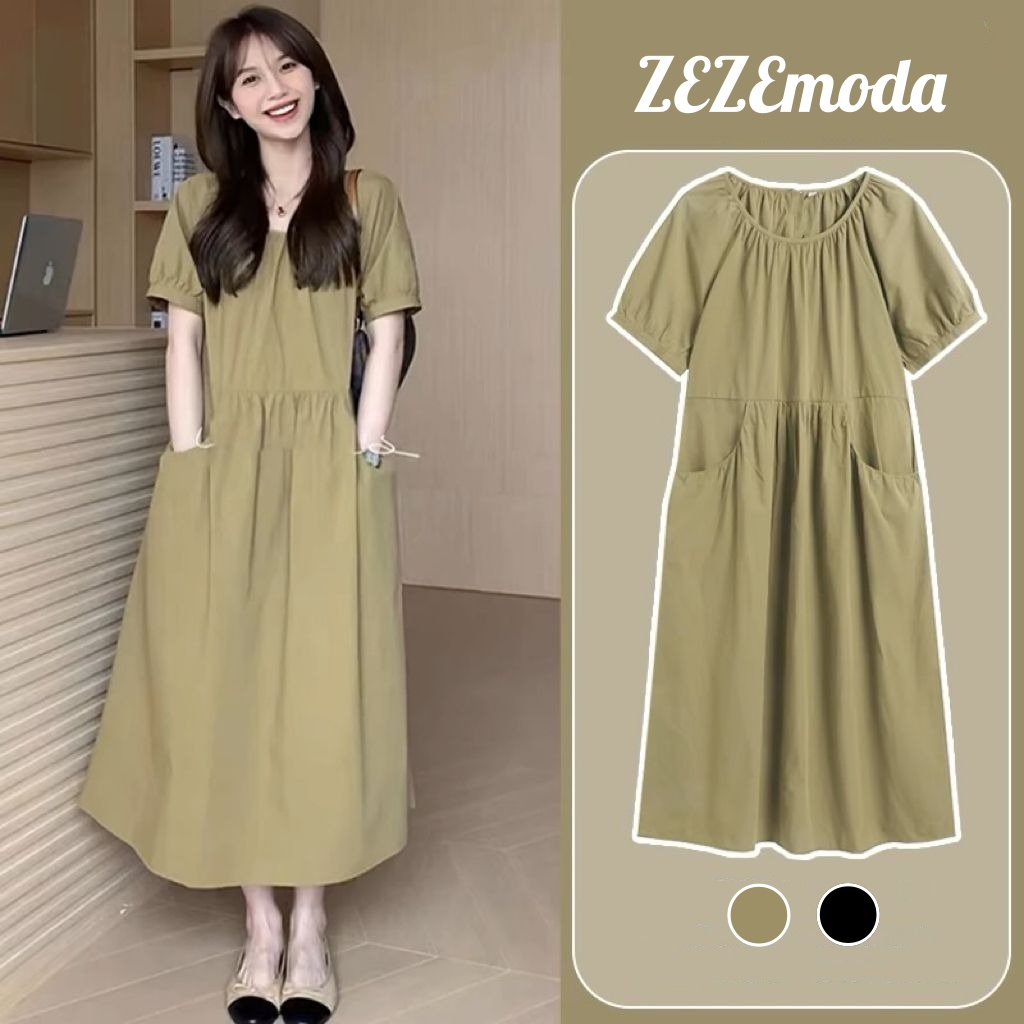 寬鬆高腰設計長洋裝 日常氣質款 大尺碼友善版型