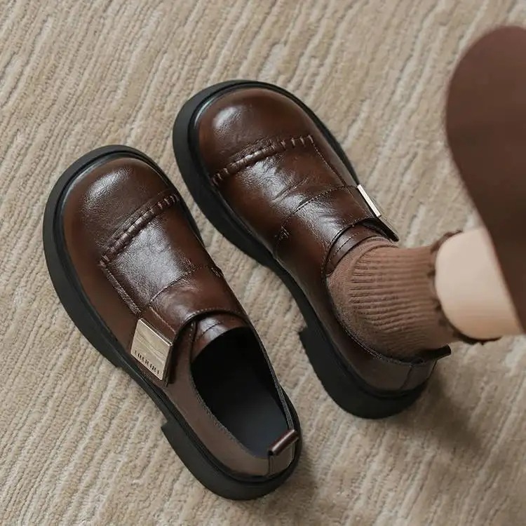 復古樂福鞋 魔鬼氈設計 厚底增高 簡約百搭款