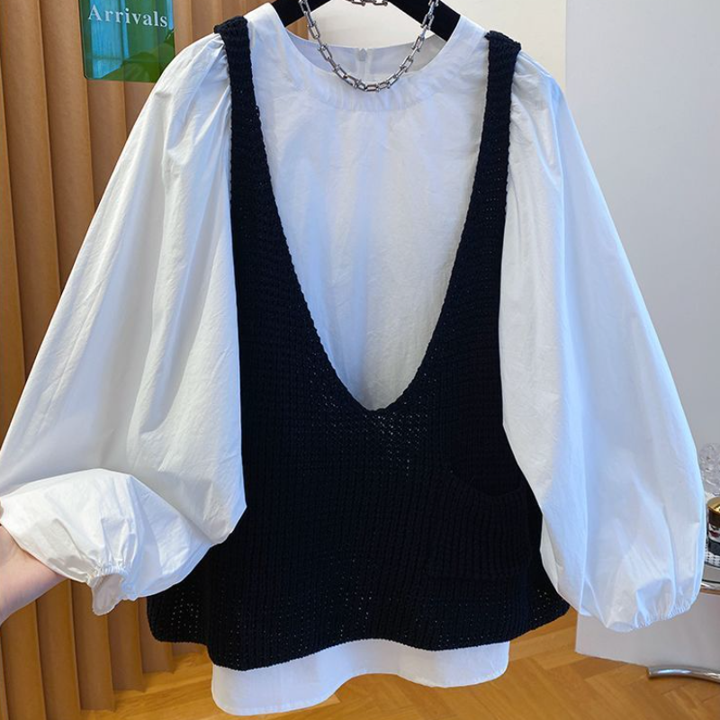 韓款百搭毛衣背心2025秋新設計清新女潮簡約大碼純色