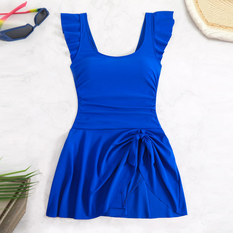 簡約修身連身泳衣 側開衩裙擺設計 氣質顯瘦款