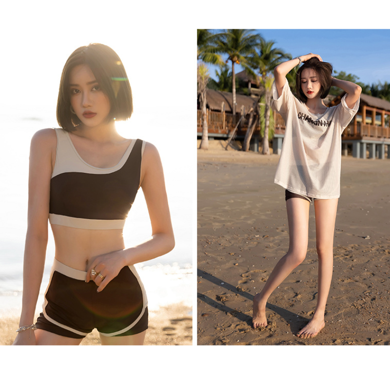 運動風分體泳衣 三件套 遮肉顯瘦 寬鬆舒適款