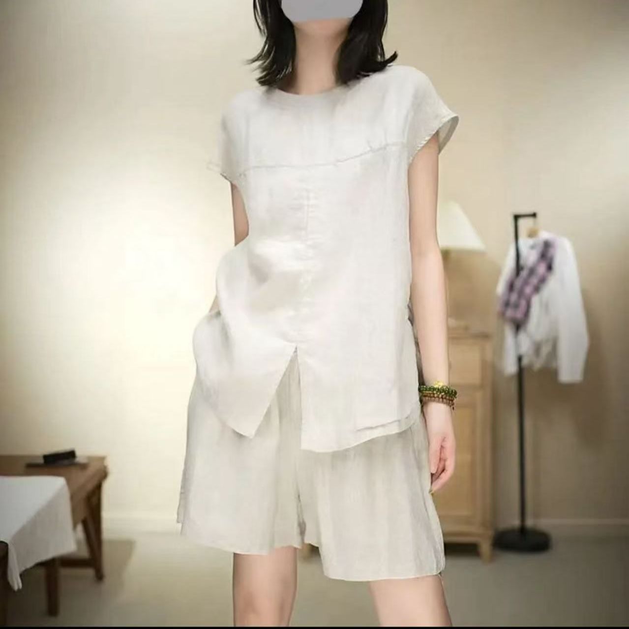原宿風短袖套裝 夏季兩件式穿搭 寬鬆休閒風