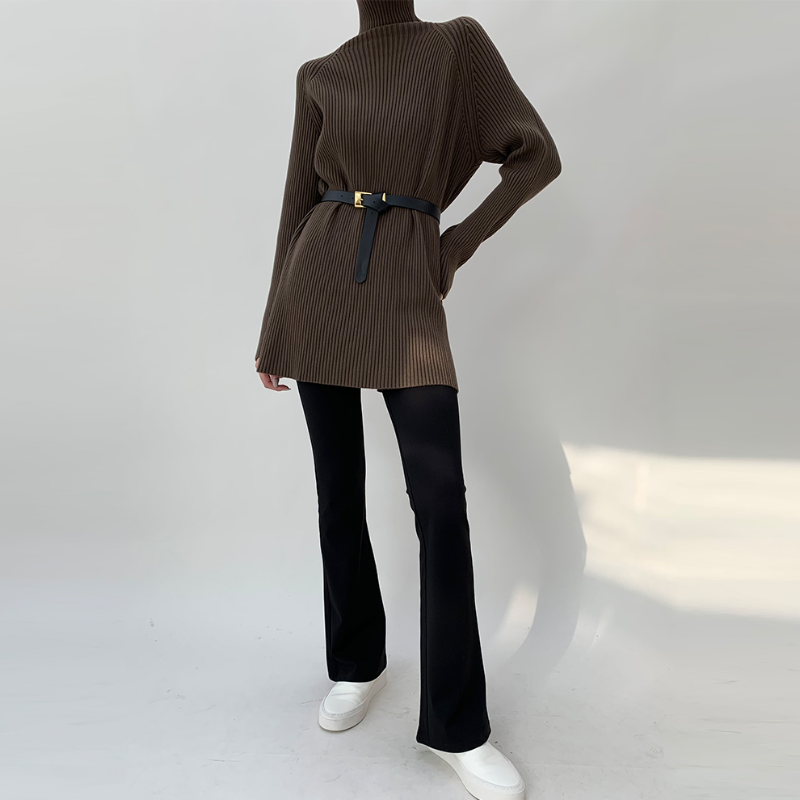 高領針織長洋裝 寬鬆剪裁 秋冬搭大衣百搭款