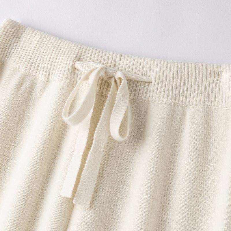 高腰顯瘦超彈羊毛寬褲 休閒拖地針織長褲