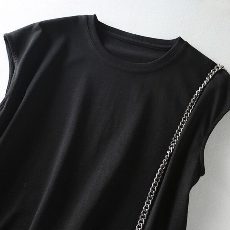 素色無袖長版T恤連身裙 夏季修身顯瘦休閒洋裝