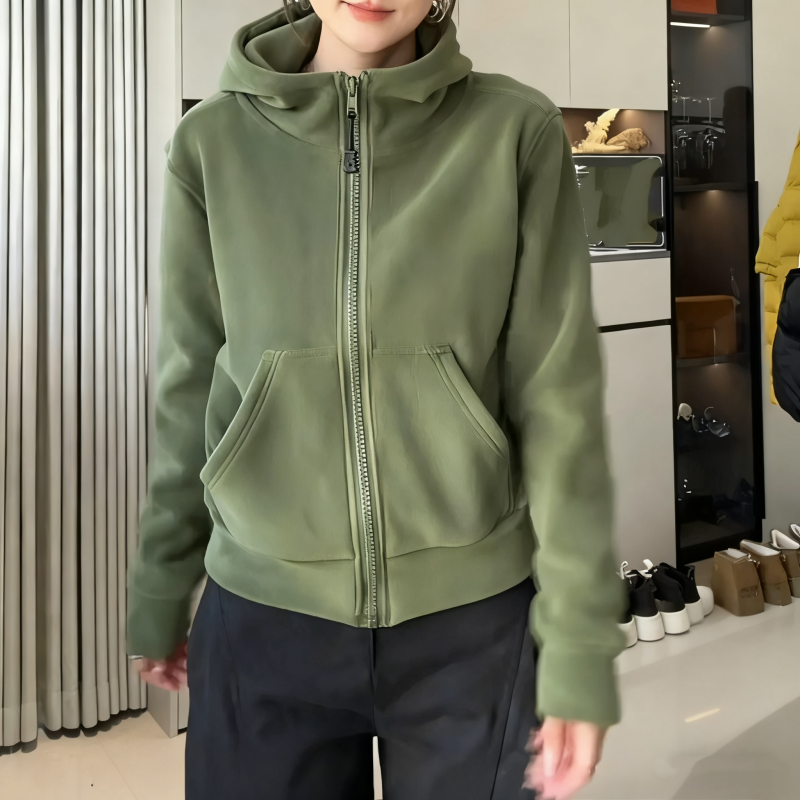 雙面絨連帽開襯外套 加絨加厚保暖 時尚百搭冬季外套