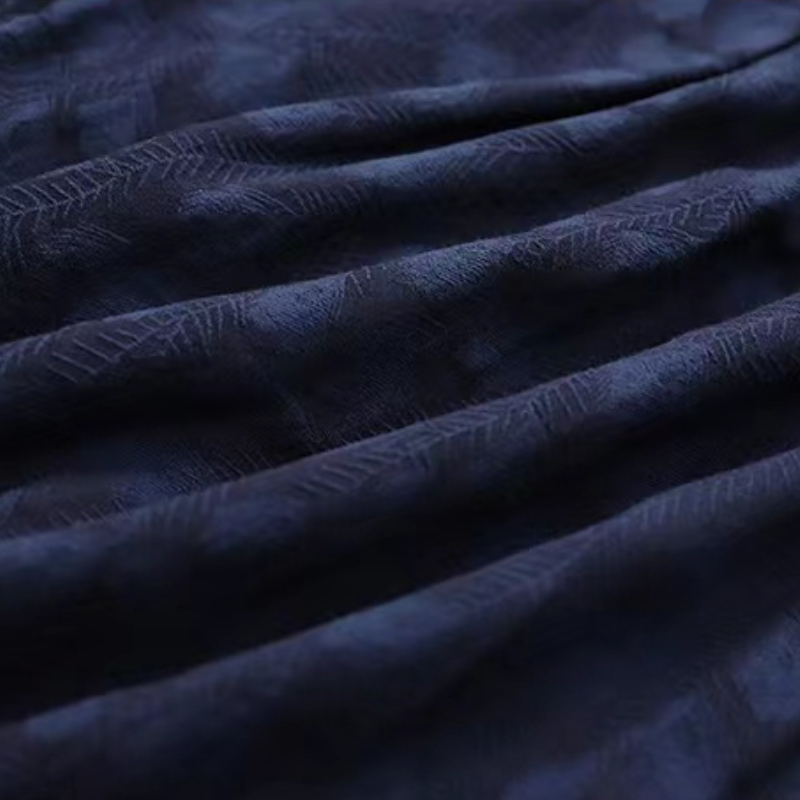 羽毛提花棉質高腰A字中長裙 秋冬文青感 顯瘦顯高