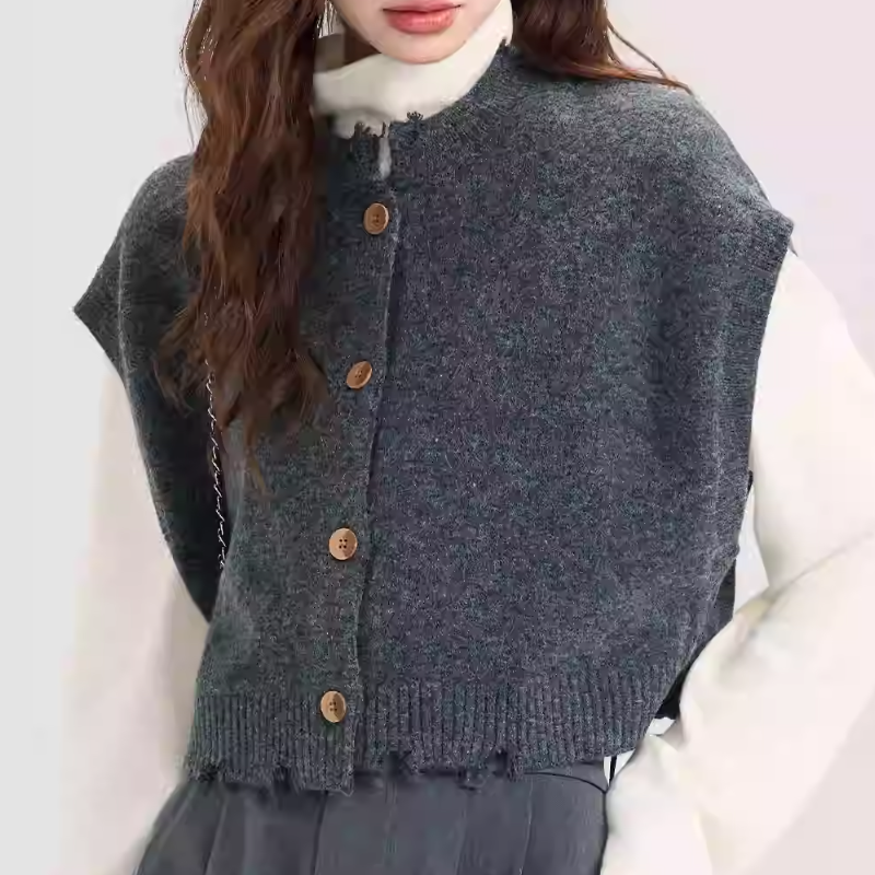 【單品可選】韓系復古風寬鬆短版針織背心毛衣+長袖上衣+超顯瘦寬褲三件套