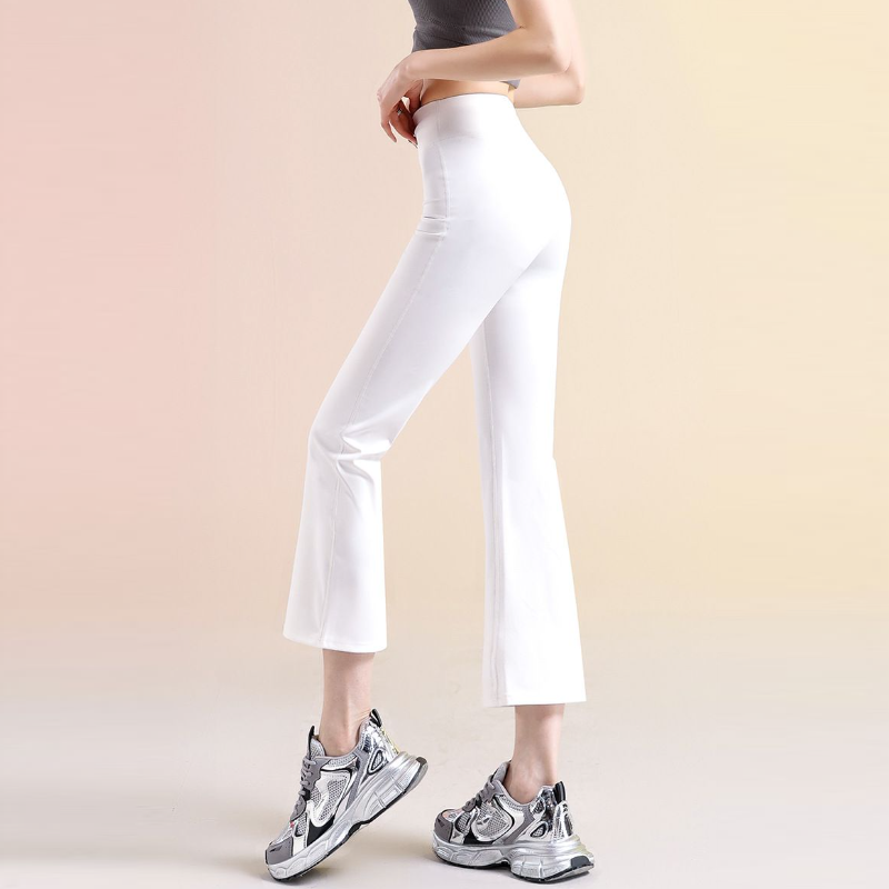 八分微喇瑜伽褲 高腰顯瘦小個子彈性褲 適合外出穿搭