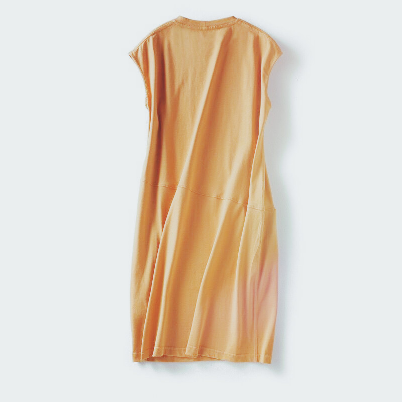 素色無袖長版T恤連身裙 夏季修身顯瘦休閒洋裝