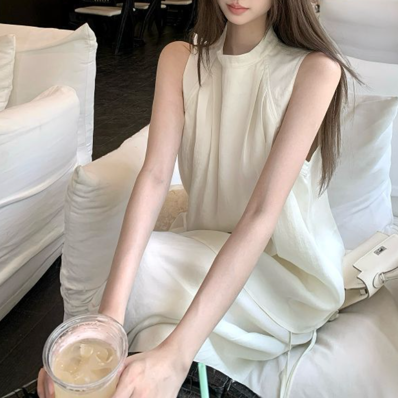 韓系運動休閒套裝 無袖上衣×長版寬褲 兩件式人氣款