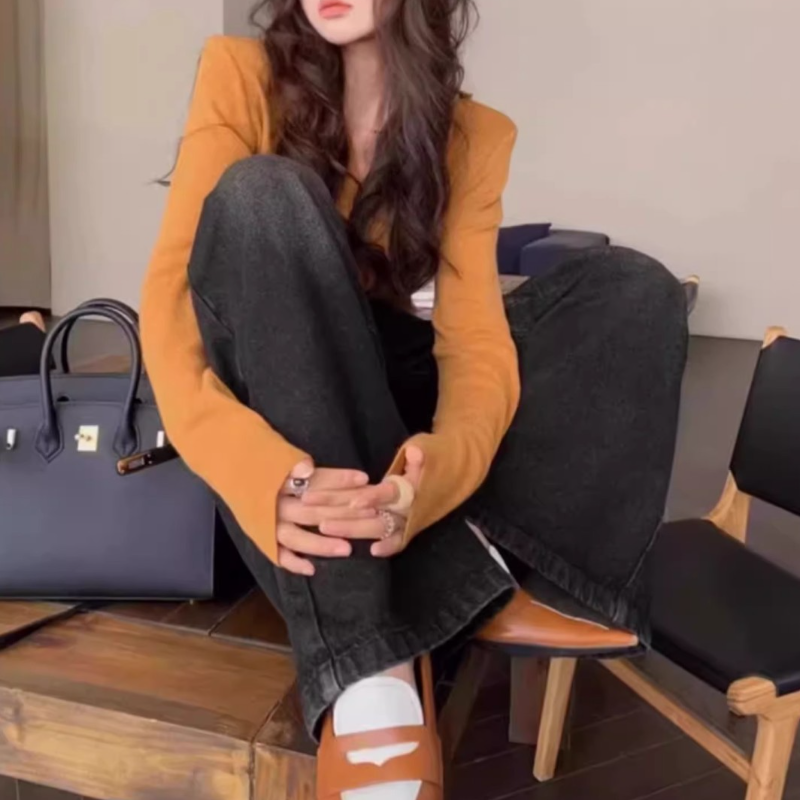 連帽針織短版上衣 5色修身 收腰顯瘦 長袖毛衣 秋季甜辣風