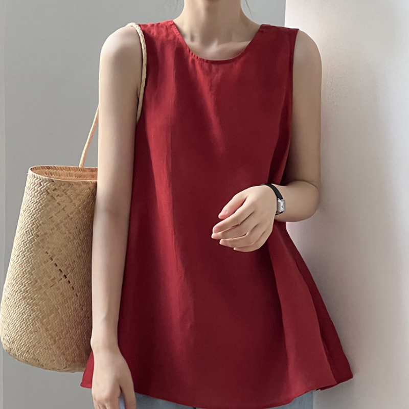 韓系後背綁帶V領無袖上衣  露背設計 輕熟法式感