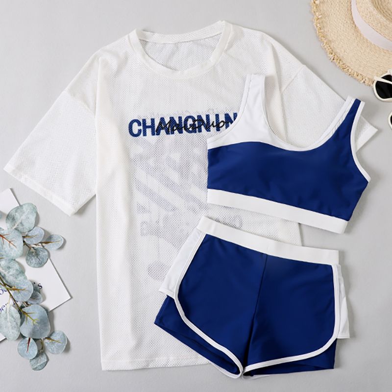 運動風分體泳衣 三件套 遮肉顯瘦 寬鬆舒適款