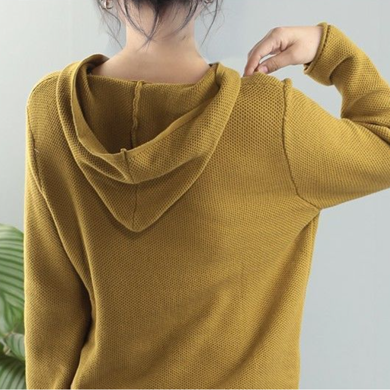 秋季寬鬆連帽針織衫 慵懶風毛衣 韓版內搭上衣