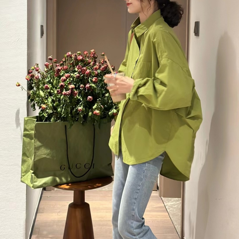 韓系·簡約時尚蝙蝠袖襯衫6色-設計感長袖上衣 春秋百搭首選