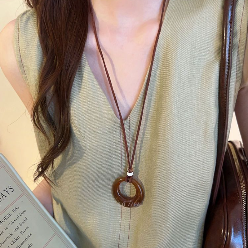 復古圓環墜飾長鍊 極簡設計感 文青風