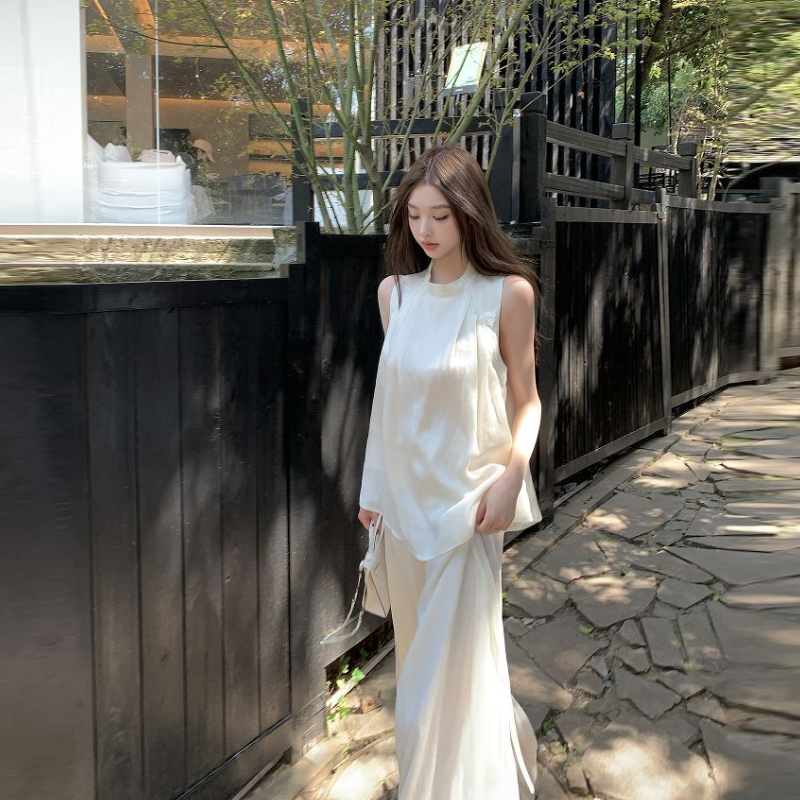 韓系運動休閒套裝 無袖上衣×長版寬褲 兩件式人氣款