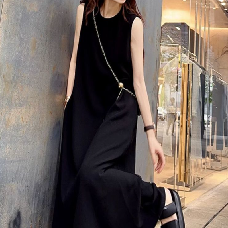 加長神裁無袖洋裝 無印系 甜鹽系極簡長洋裝 素色背心裙