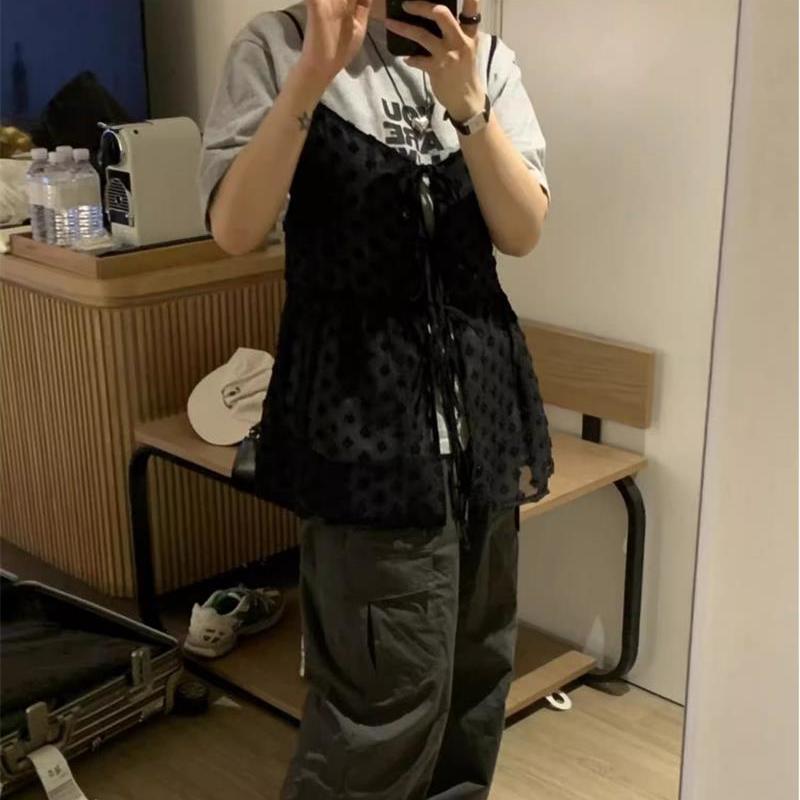 綁帶透膚小罩衫(疊穿)