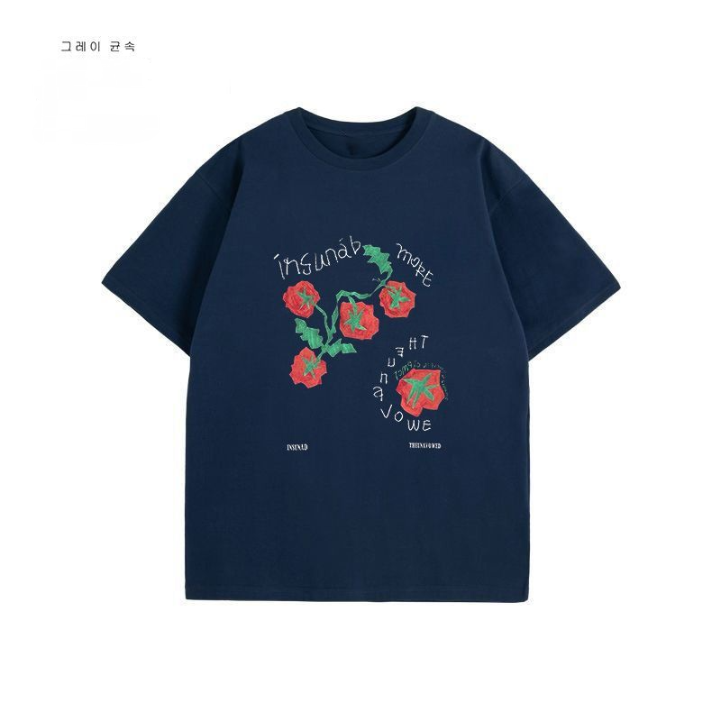 番茄插畫印花短袖T恤 寬鬆版型 日系休閒上衣