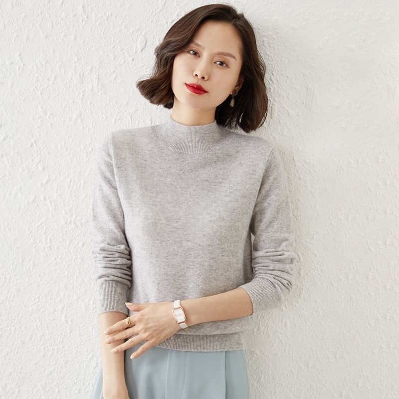 13色 半高領素色針織上衣 秋冬百搭款 修身剪裁毛衣