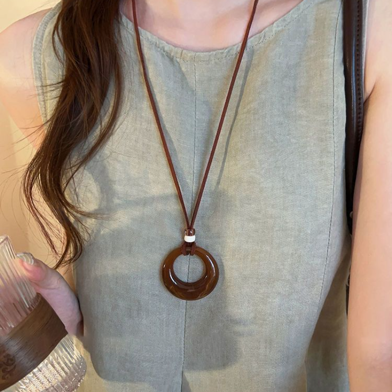 復古圓環墜飾長鍊 極簡設計感 文青風