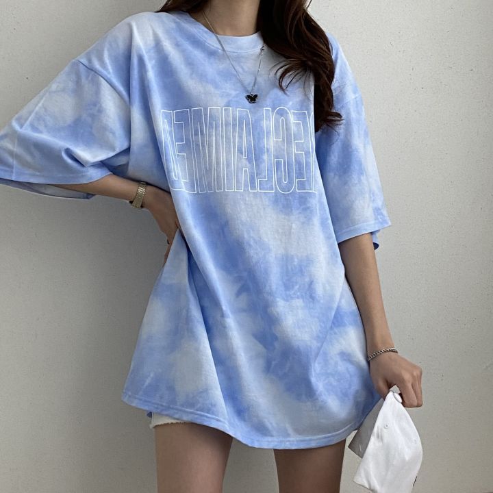 水洗暈染寬鬆短袖T恤 寬鬆街頭風 休閒百搭款